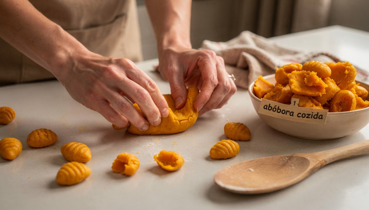 Nhoque de abóbora sem farinha mais leve e fácil de digerir.