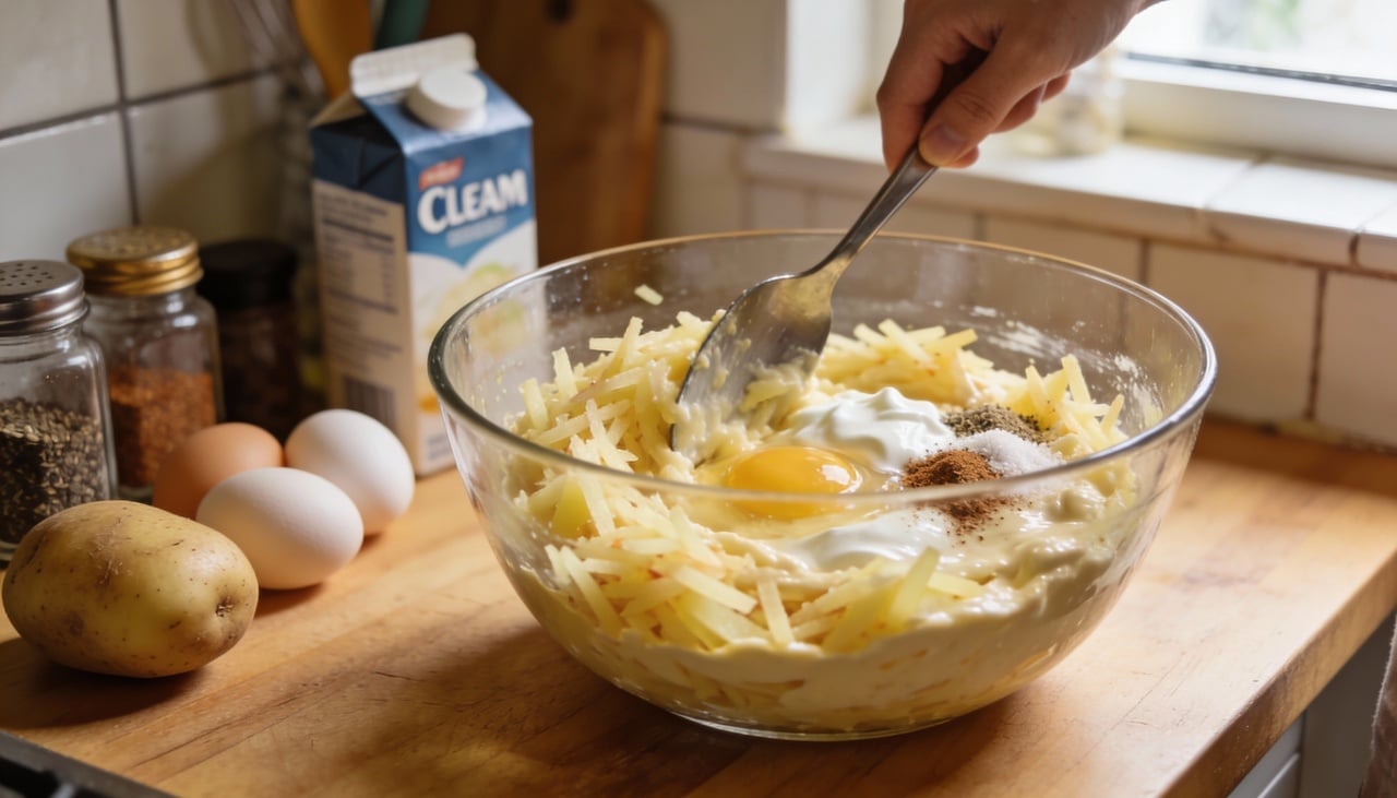 A lista de ingredientes para esta panqueca de batata é curta e provavelmente você já tem tudo em casa