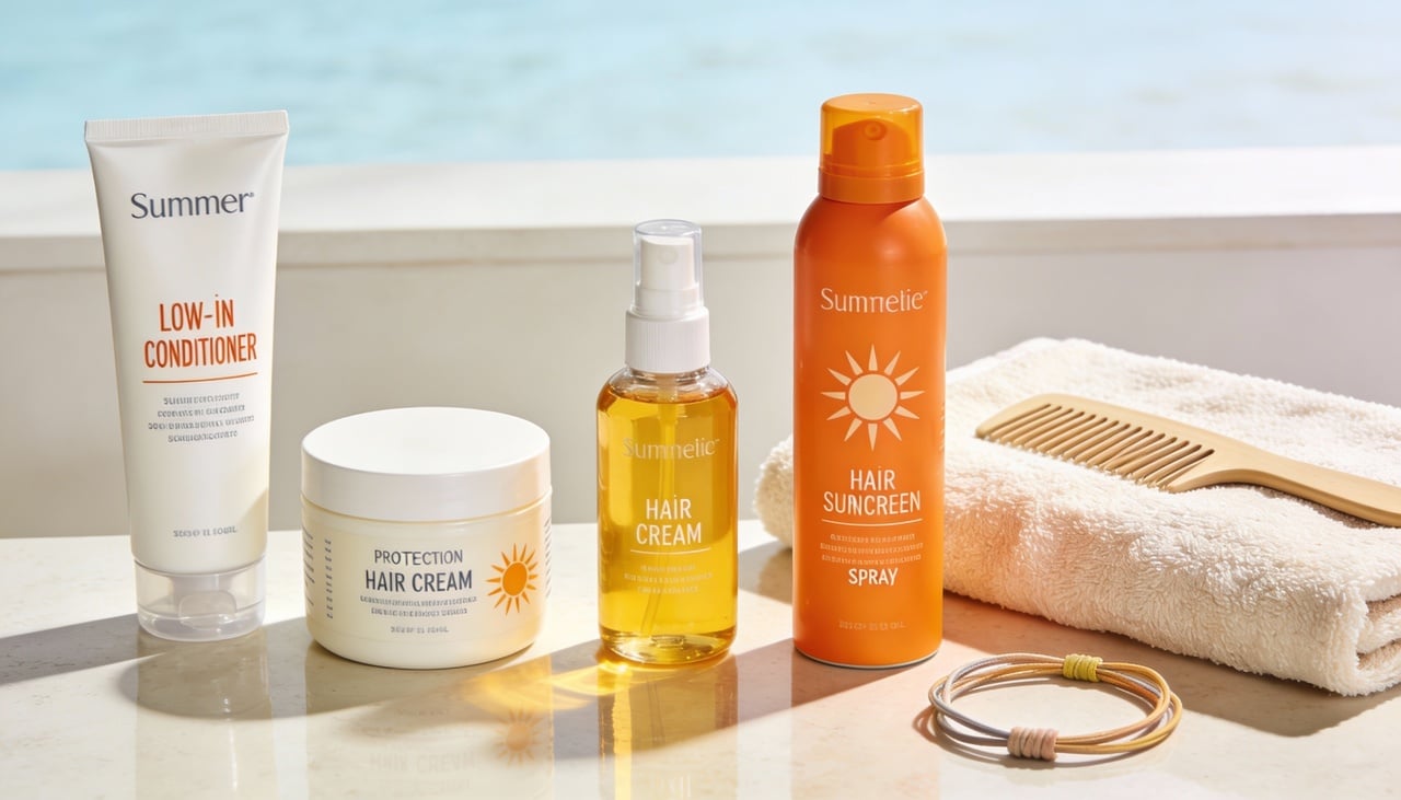 Para organizar os cuidados diários, muitas rotinas de verão incluem passos básicos que protegem e preservam a fibra capilar