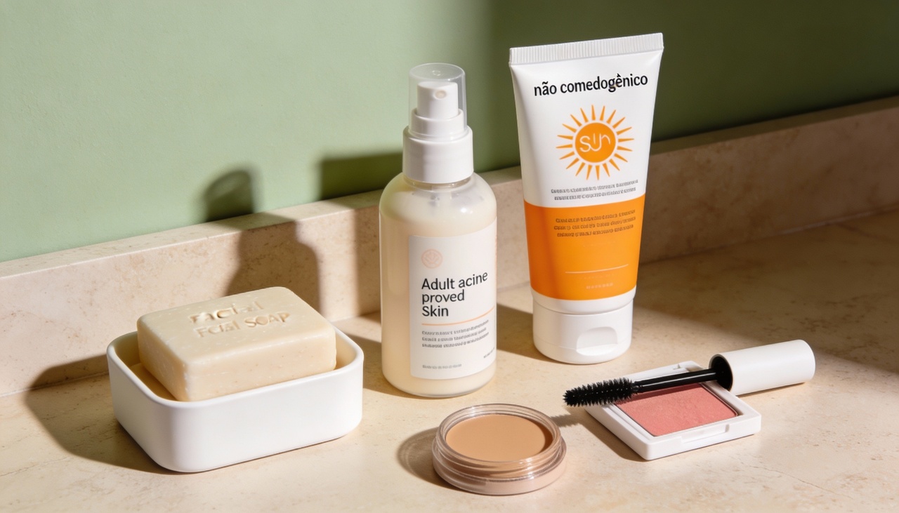 Produtos essenciais como filtro solar e maquiagem podem contribuir para o surgimento de espinhas quando não são adequados ao tipo de pele