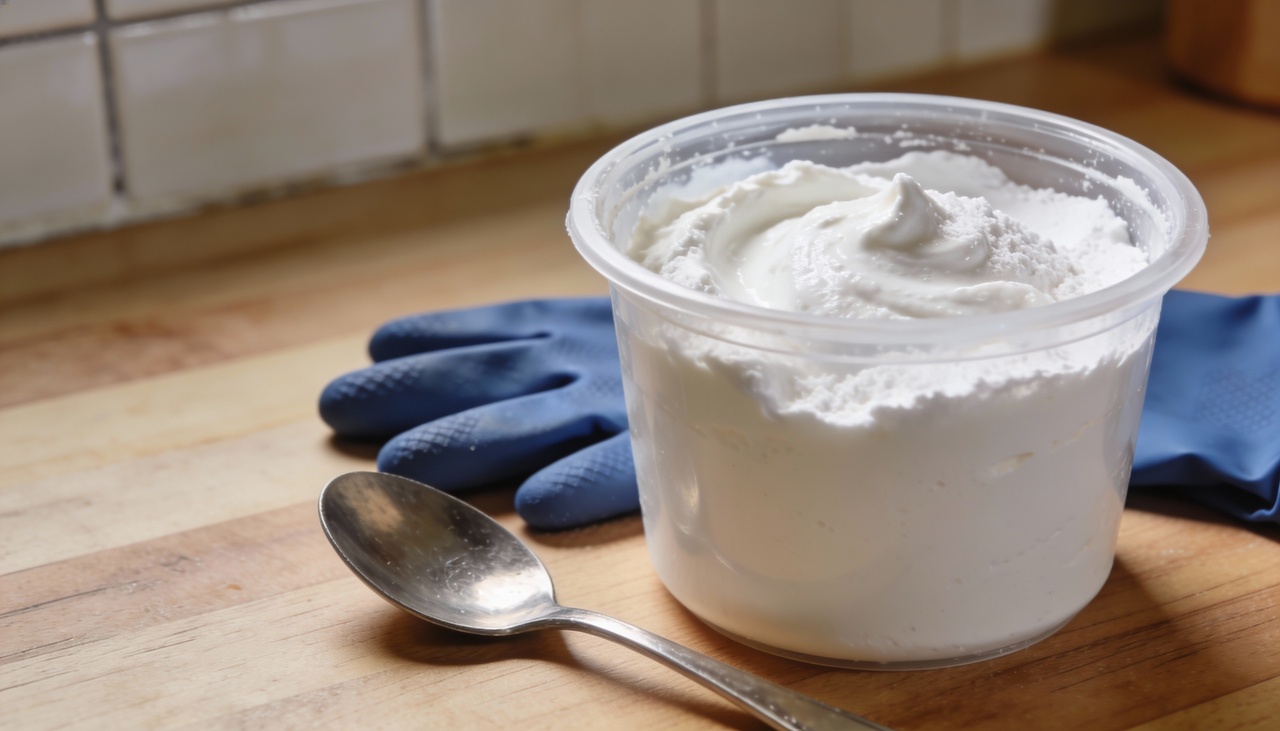 Para começar, você deve misturar o bicarbonato de sódio com água oxigenada em um recipiente limpo até formar uma pasta consistente e homogênea