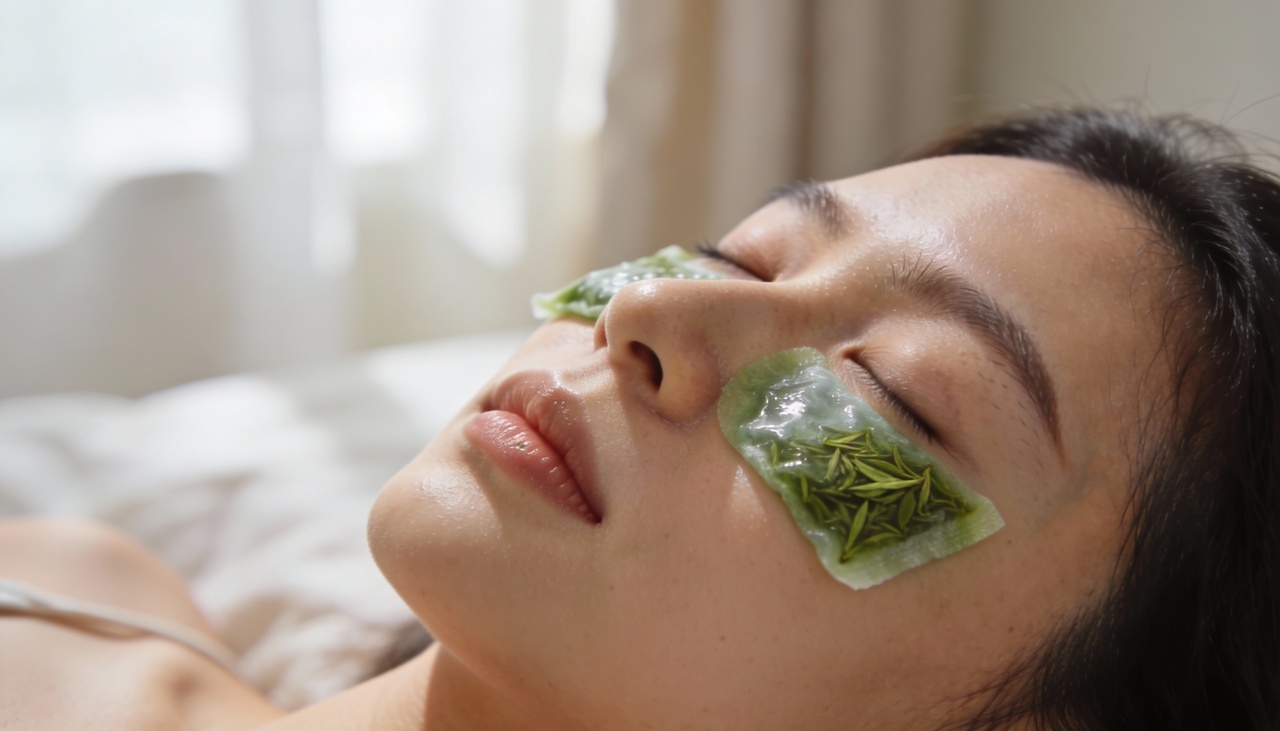 Quando aplicado gelado, o chá promove vasoconstrição temporária, o que tende a diminuir o inchaço e a sensação de olhos pesadosQuando aplicado gelado, o chá promove vasoconstrição temporária, o que tende a diminuir o inchaço e a sensação de olhos pesados