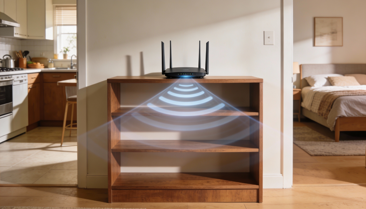 O sinal do Wi-Fi se espalha como ondas de rádio, então a posição do aparelho é fundamental para evitar pontos cegos