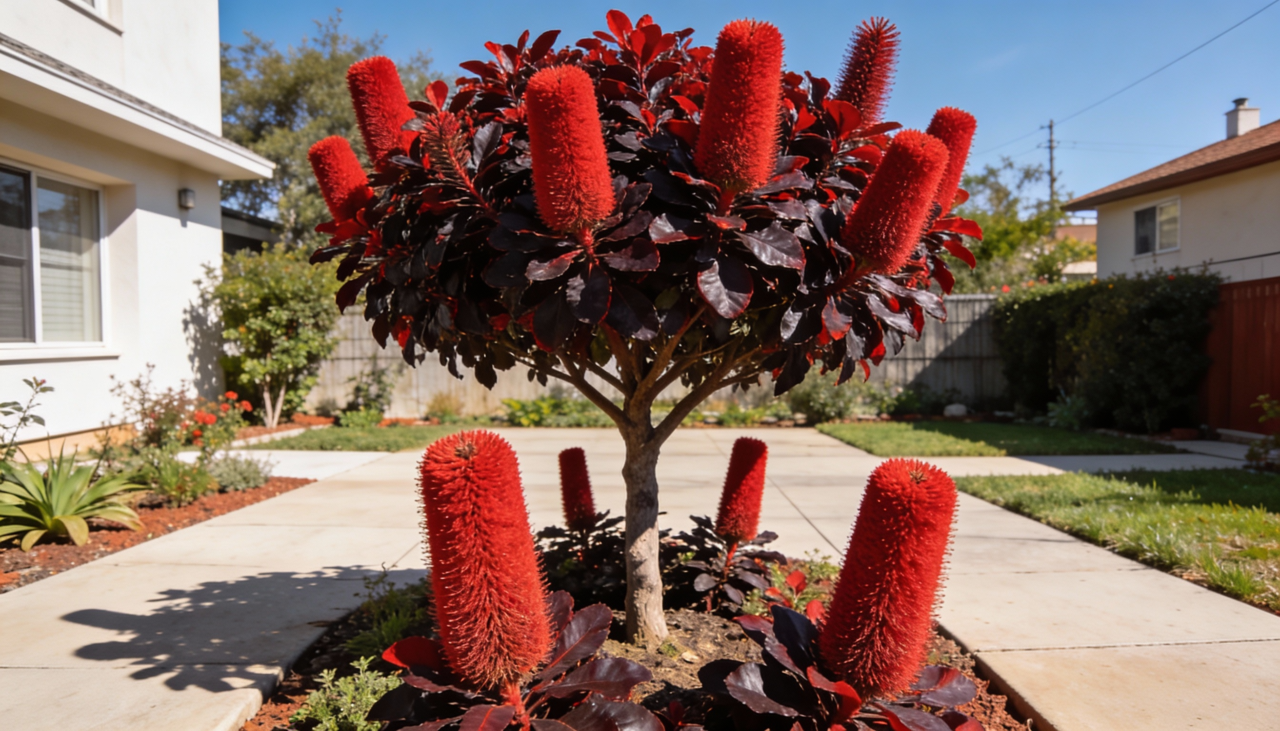 Uma das maiores vantagens do calistemo para o paisagismo urbano é seu sistema radicular pouco agressivo