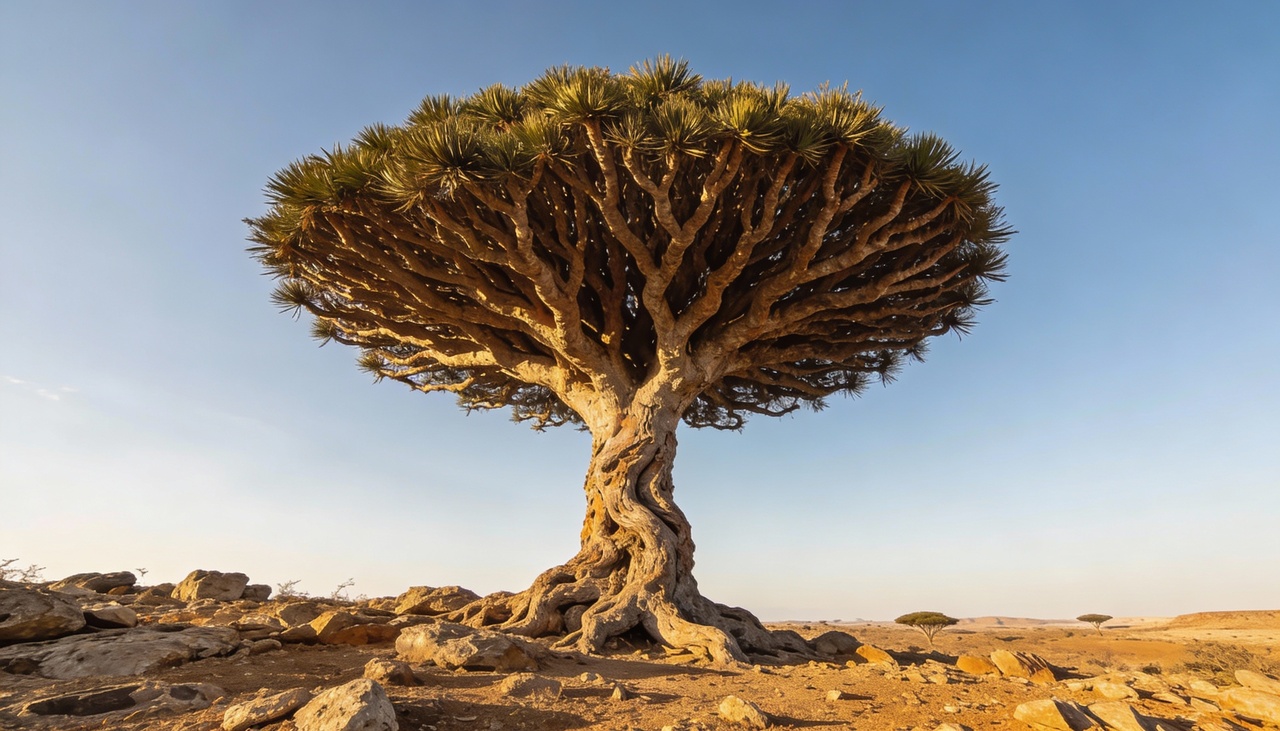 A copa densa serve para criar sombra sobre as raízes, reduzindo a evaporação do solo e garantindo a hidratação necessária para o vegetal