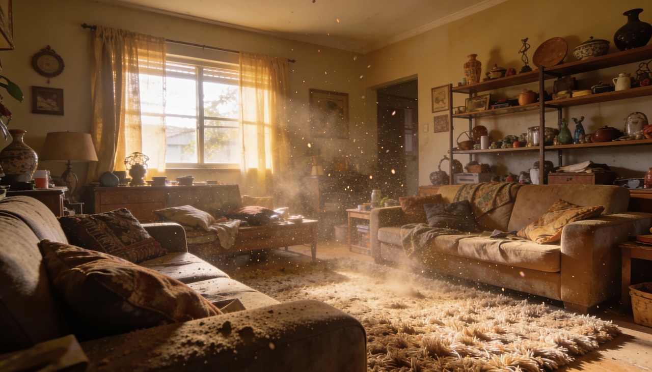 A poeira é formada por fibras de tecido, células de pele, partículas vindas da rua e pelos de animais