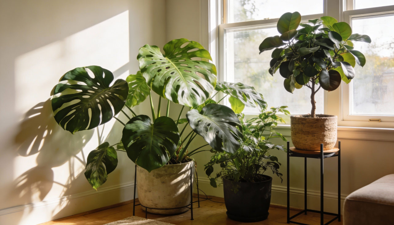 Colocar plantas próximas às janelas que recebem sol direto cria uma barreira natural contra o calor externo