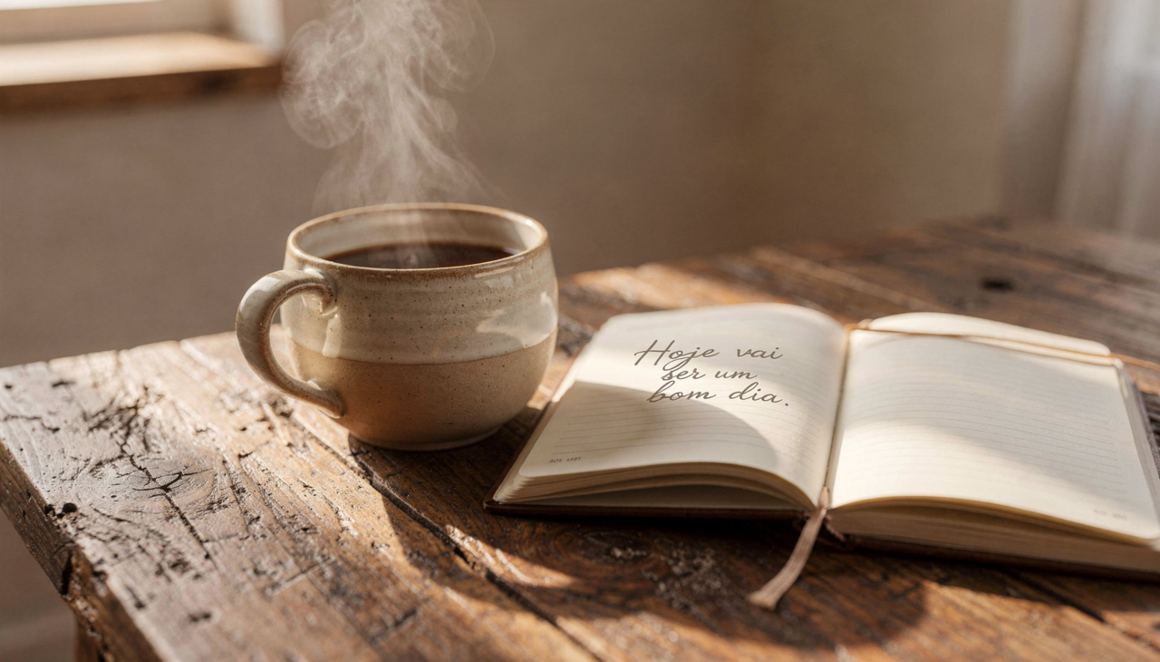 O conceito central gira em torno de frases para começar o dia com energia positiva, utilizando afirmações curtas como uma ferramenta prática de foco