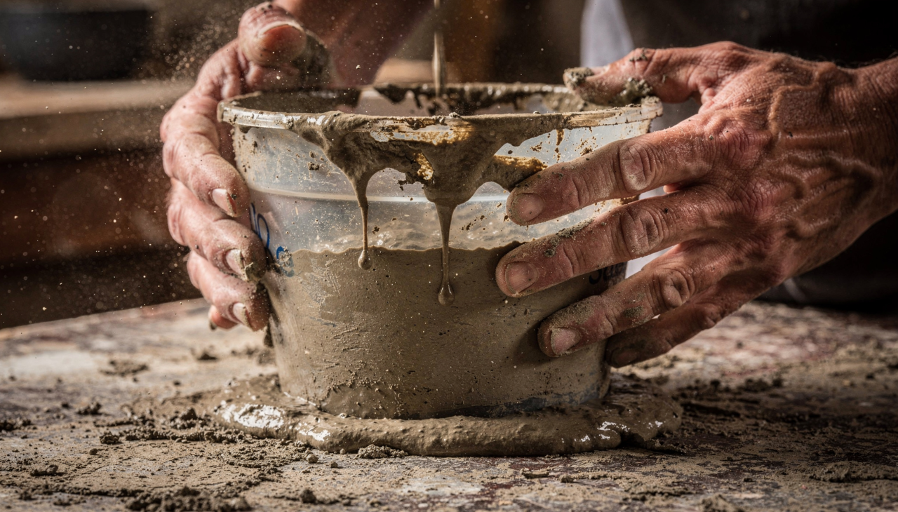 A massa exige uma proporção correta entre cimento e areia fina para evitar rachaduras indesejadas durante a secagem natural