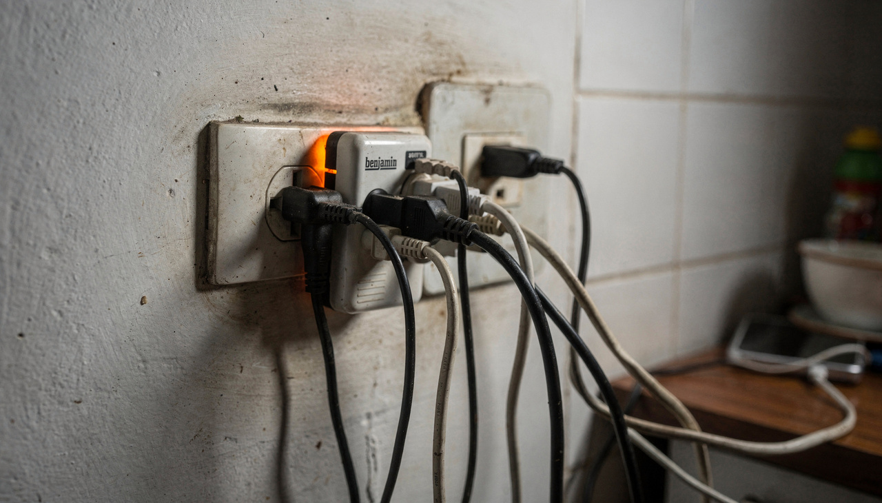 Ao conectar diversos aparelhos em um único ponto, a instalação passa a receber uma corrente maior do que aquela para a qual foi dimensionada