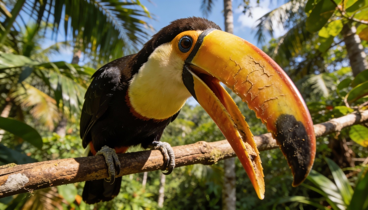 O tucano controla o fluxo de sangue que percorre os vasos sanguíneos presentes em toda a extensão do seu bico gigante