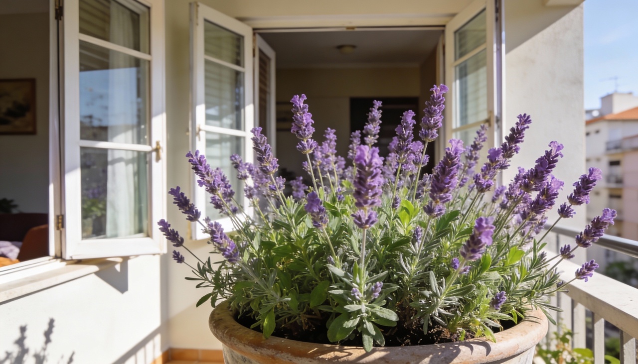Cultive a lavanda em vasos grandes de pelo menos quinze litros colocados perto de janelas abertas
