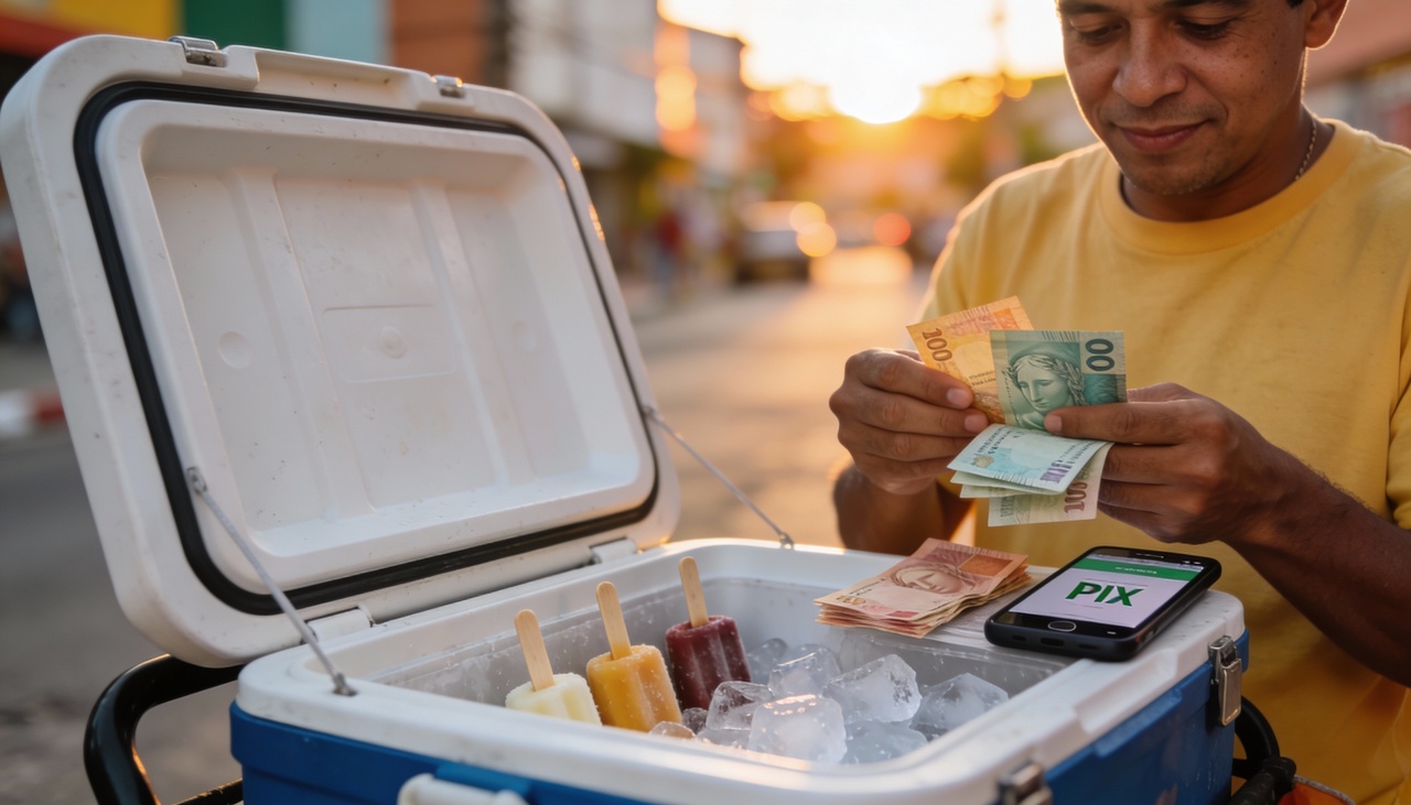 O investimento inicial em reais envolve a aquisição de um carrinho térmico de qualidade e o estoque de produtos variados para atrair a clientela