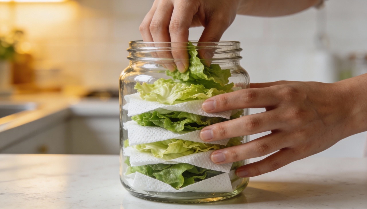 Para garantir a durabilidade, você precisa lavar bem as folhas e secá-las completamente antes de guardar no pote