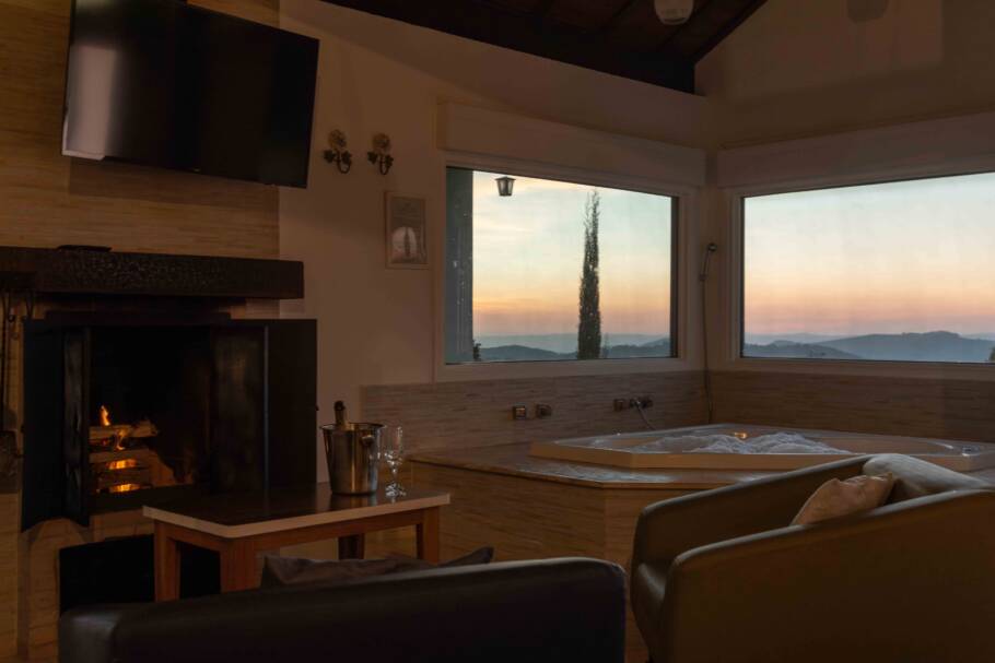 Interior de um dos quartos da Pousada Pedras e Sonhos