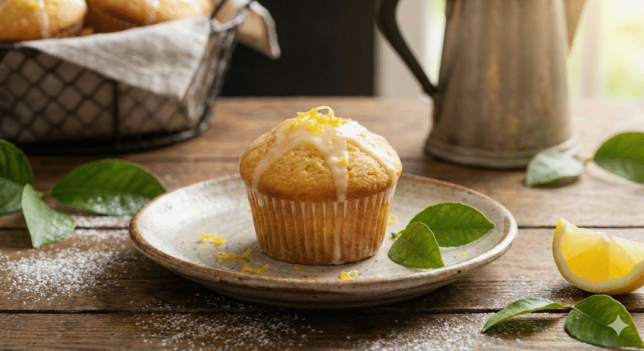 Estes muffins de limão ficam prontos em menos de meia hora