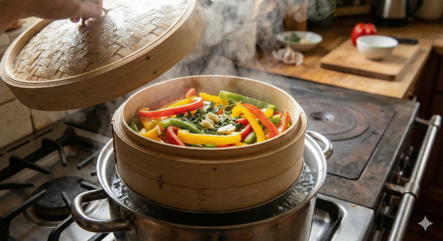 O tempo de cozimento dos pimentões costuma ser curto