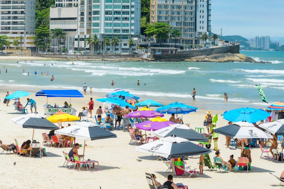 Praia das Pitangueiras, no Guraujá, é uma das 36 impróprias para banho de mar no litoral de SP