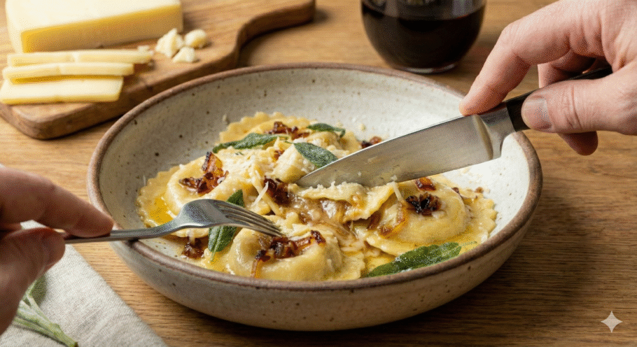 Com poucos ingredientes, este ravioli entrega sabor intenso e resultado digno de restaurante