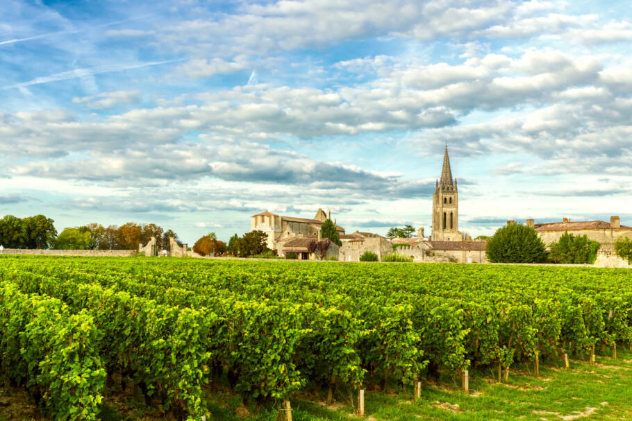 Vinhedos em Saint Emilion, na região de Bordeaux