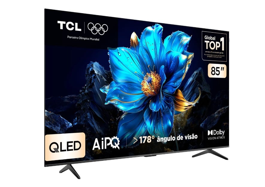 A TV de 85 polegadas com tecnologia QLED da TCL custa R$7.199 no Mercado Livre