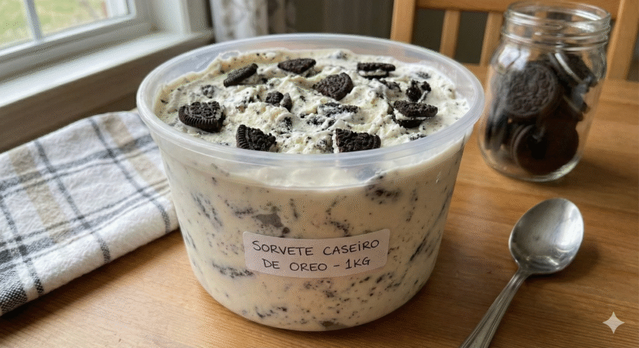 Com esta receita, é possível obter aproximadamente 1 quilo de sorvete