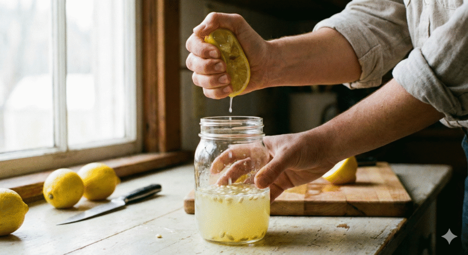 O suco de limão funciona como um desengordurante
