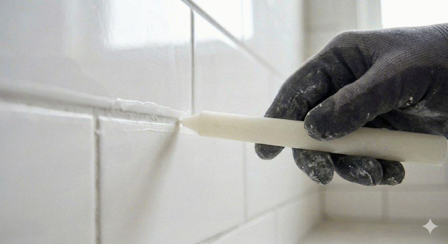 A vela forma uma camada protetora invisível no rejunte