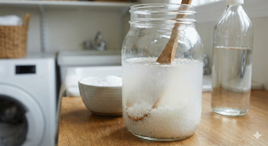 Sal grosso e vinagre juntos formam uma dupla poderosa para limpeza