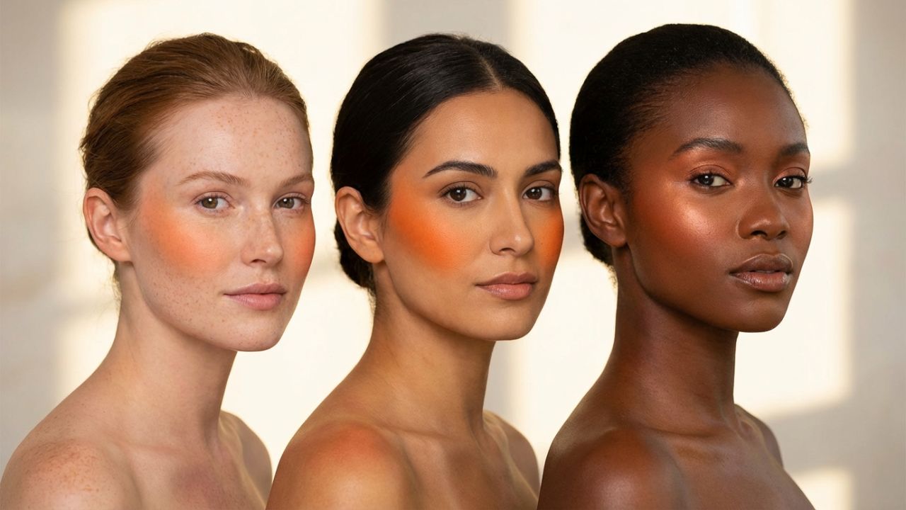 A escolha do blush laranja ideal depende do subtom e da intensidade de cada pele.