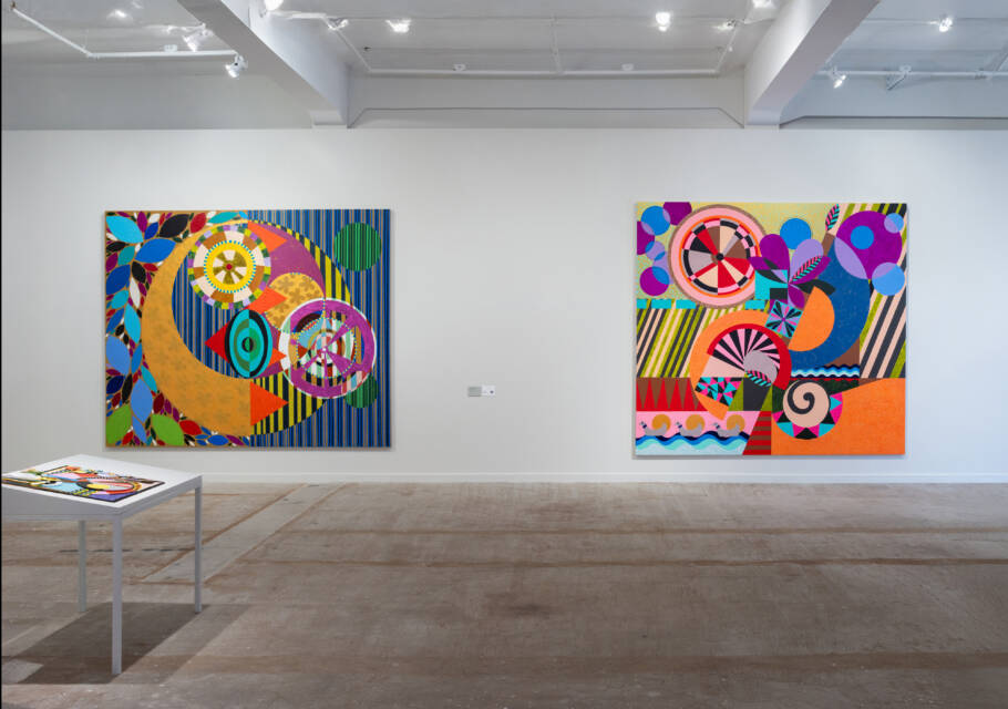 Obras da artista Beatriz Milhazes, que faz sua primeira exposição individual no MAB