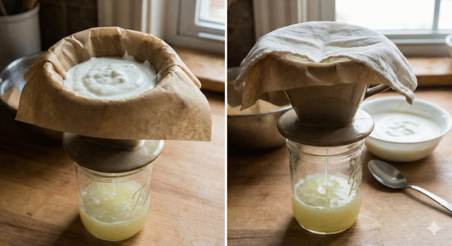 Quem diria que era preciso apenas de um iogurte e um coador para fazer coalhada