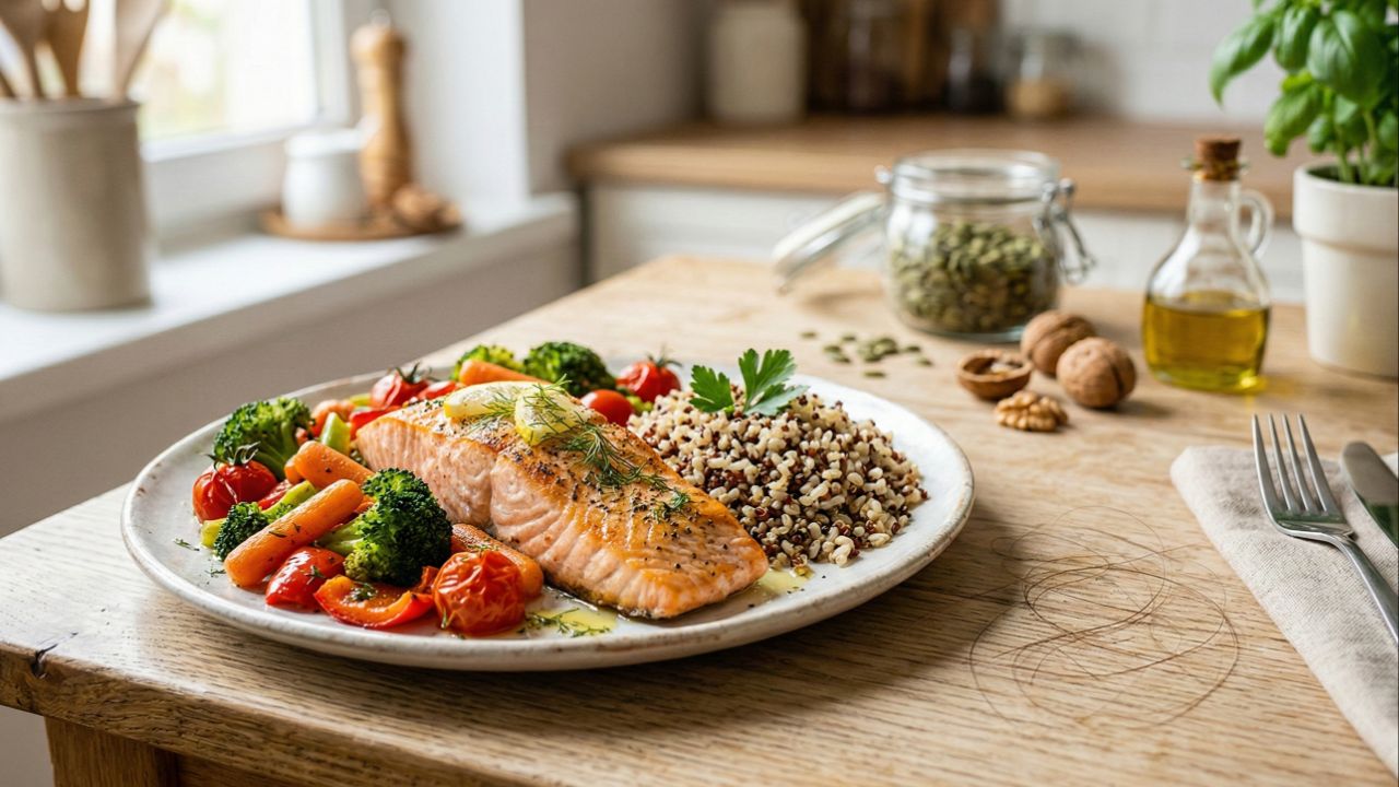 Nutrição equilibrada e rica em proteínas é essencial para cabelos fortes e saudáveis.