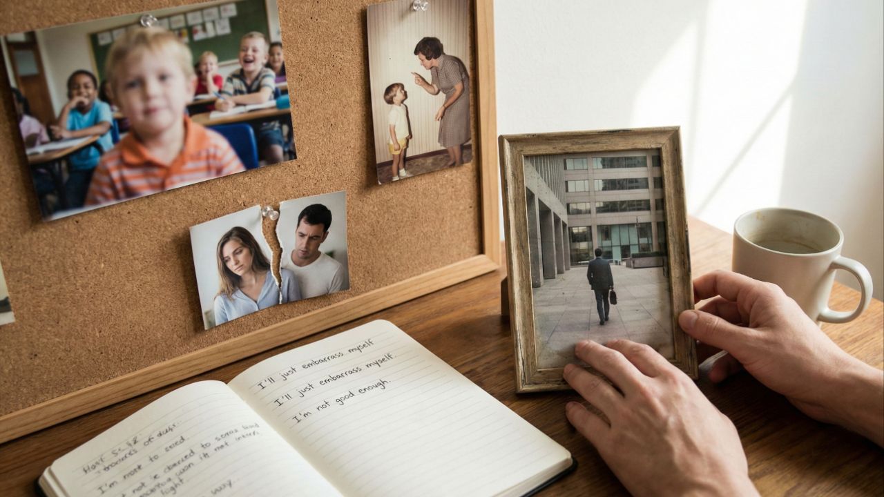 Vivências passadas moldam inseguranças emocionais atuais.