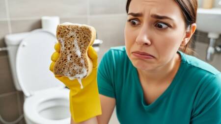 A esponja acumula gordura e restos de alimentos ao longo do uso