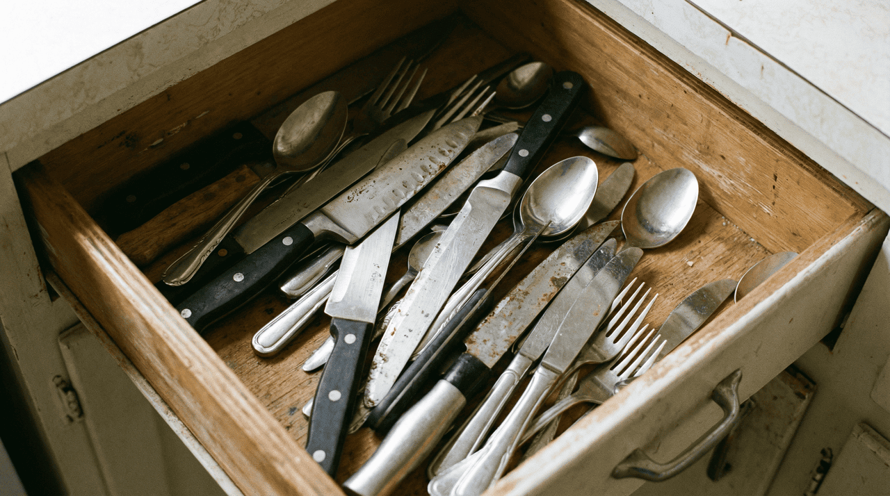 A causa principal da faca cega na gaveta é o atrito constante entre as lâminas e outros utensílios