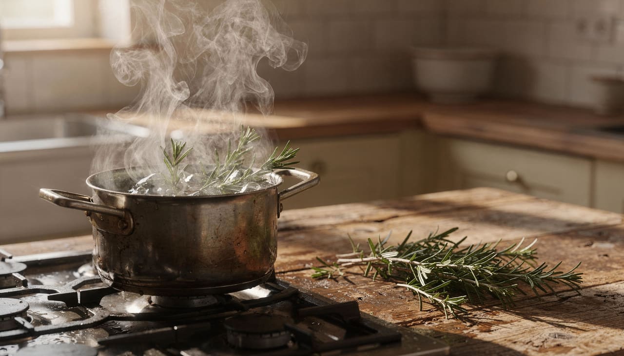 Os compostos liberados durante a fervura do alecrim possuem propriedades antimicrobianas reconhecidas em diversos estudos científicos