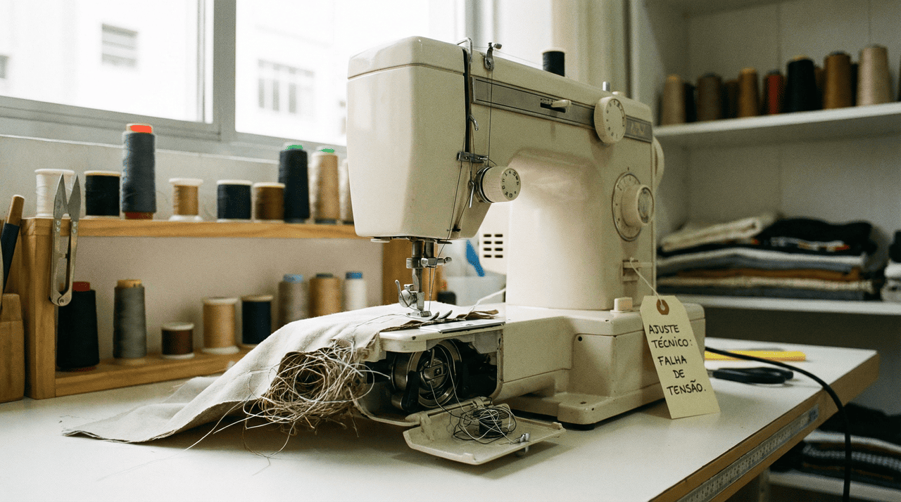 O fenômeno do ponto frouxo no avesso geralmente indica que o problema não está na parte inferior, mas sim no trajeto superior que a linha percorre até a agulha