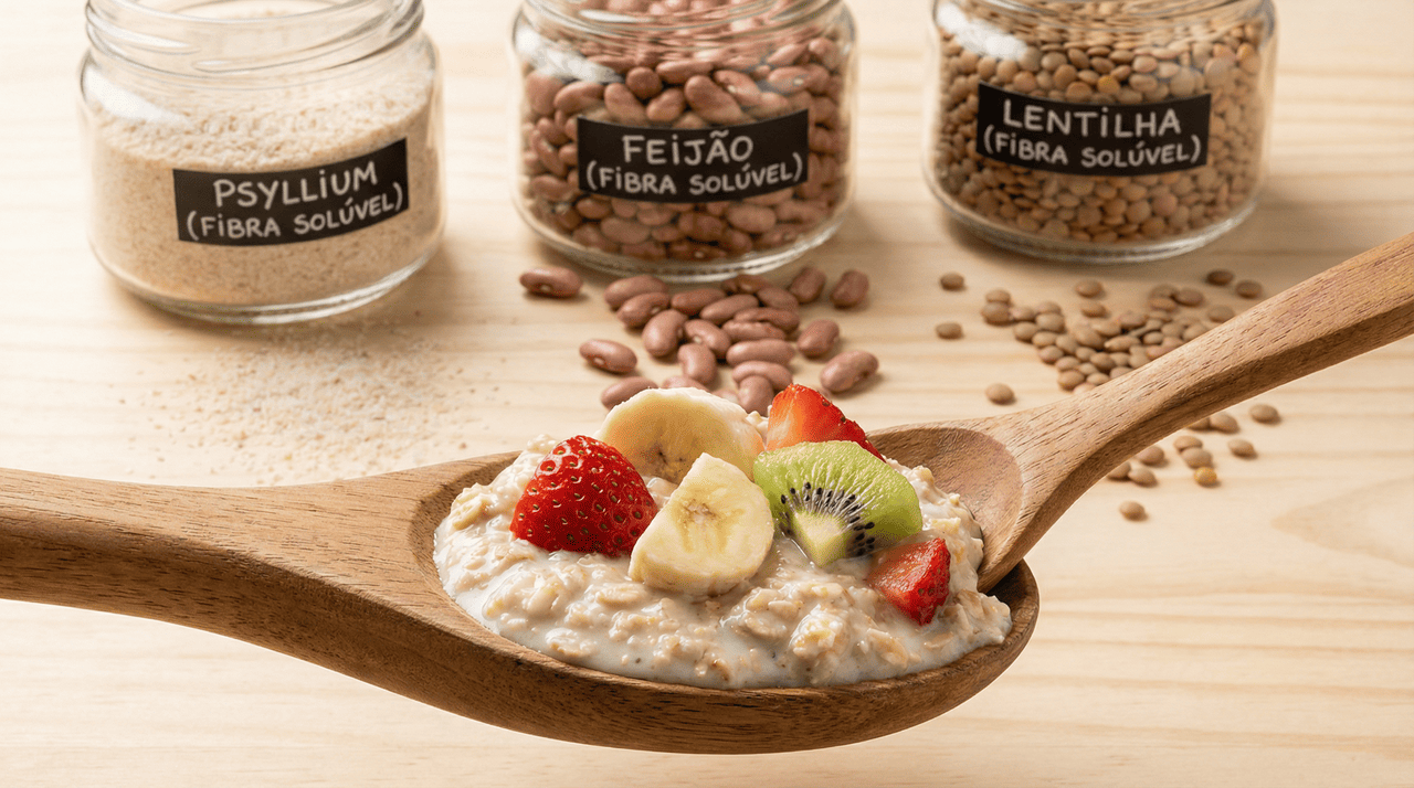 O gel formado pelas fibras solúveis no estômago retarda a entrada dos nutrientes no intestino delgado