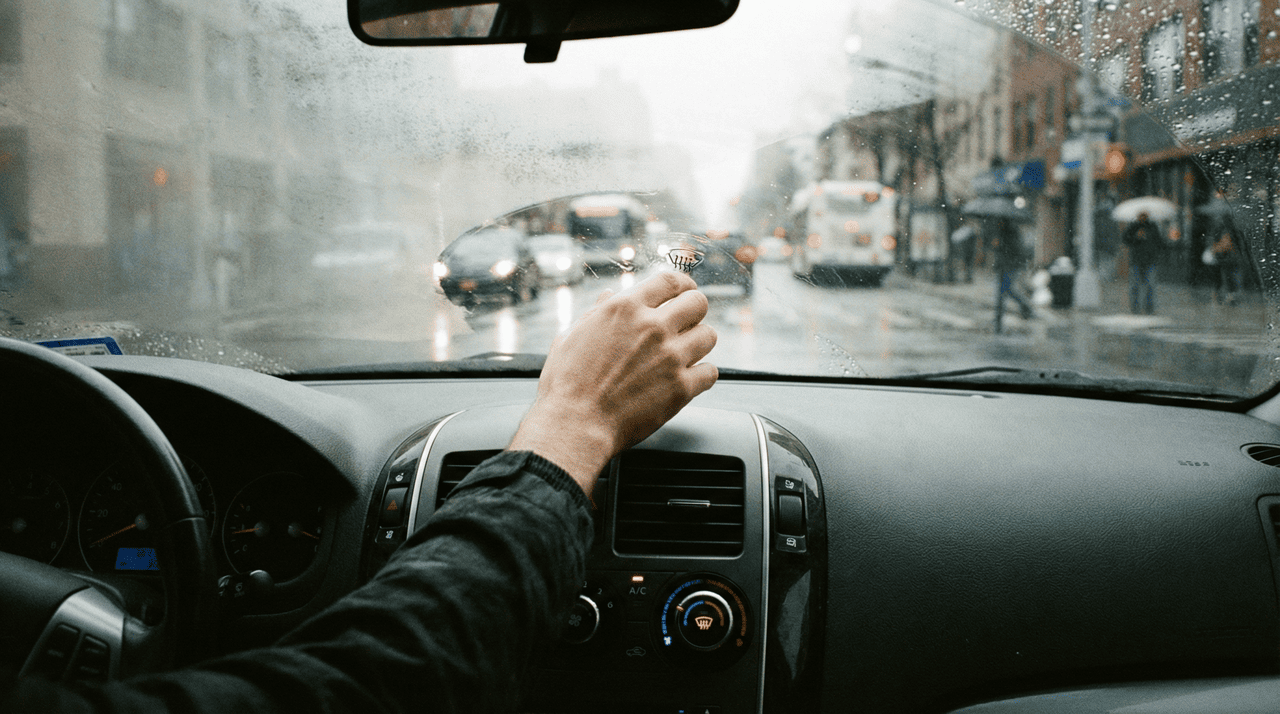 O surgimento de vapor d’água na superfície interna ocorre quando a umidade do ar dentro do habitáculo entra em contato com a superfície fria do vidro