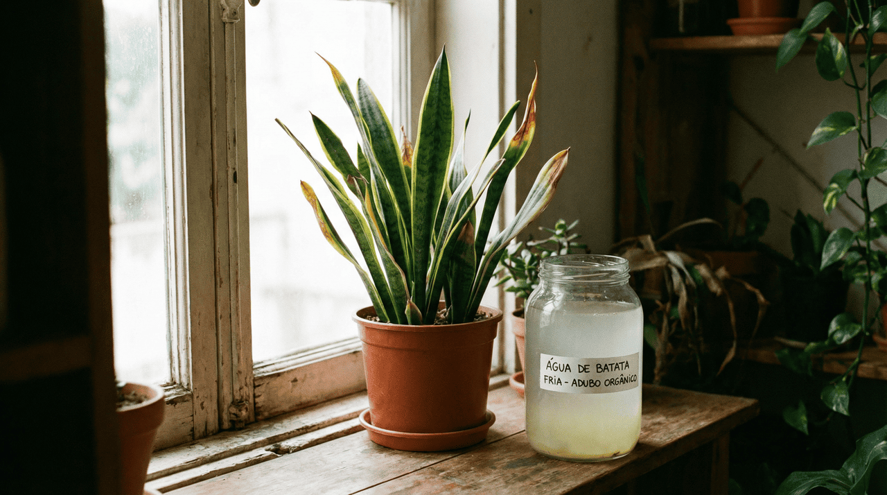 O amarelamento das pontas das folhas da espada-de-são-jorge é um sintoma clássico de deficiência de potássio no substrato