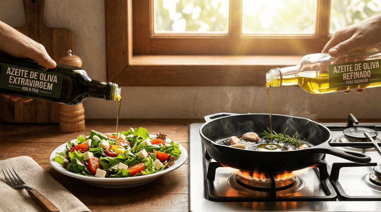A regra prática é simples e fácil de memorizar: o azeite extravirgem pertence ao frio e o azeite comum pertence ao calor