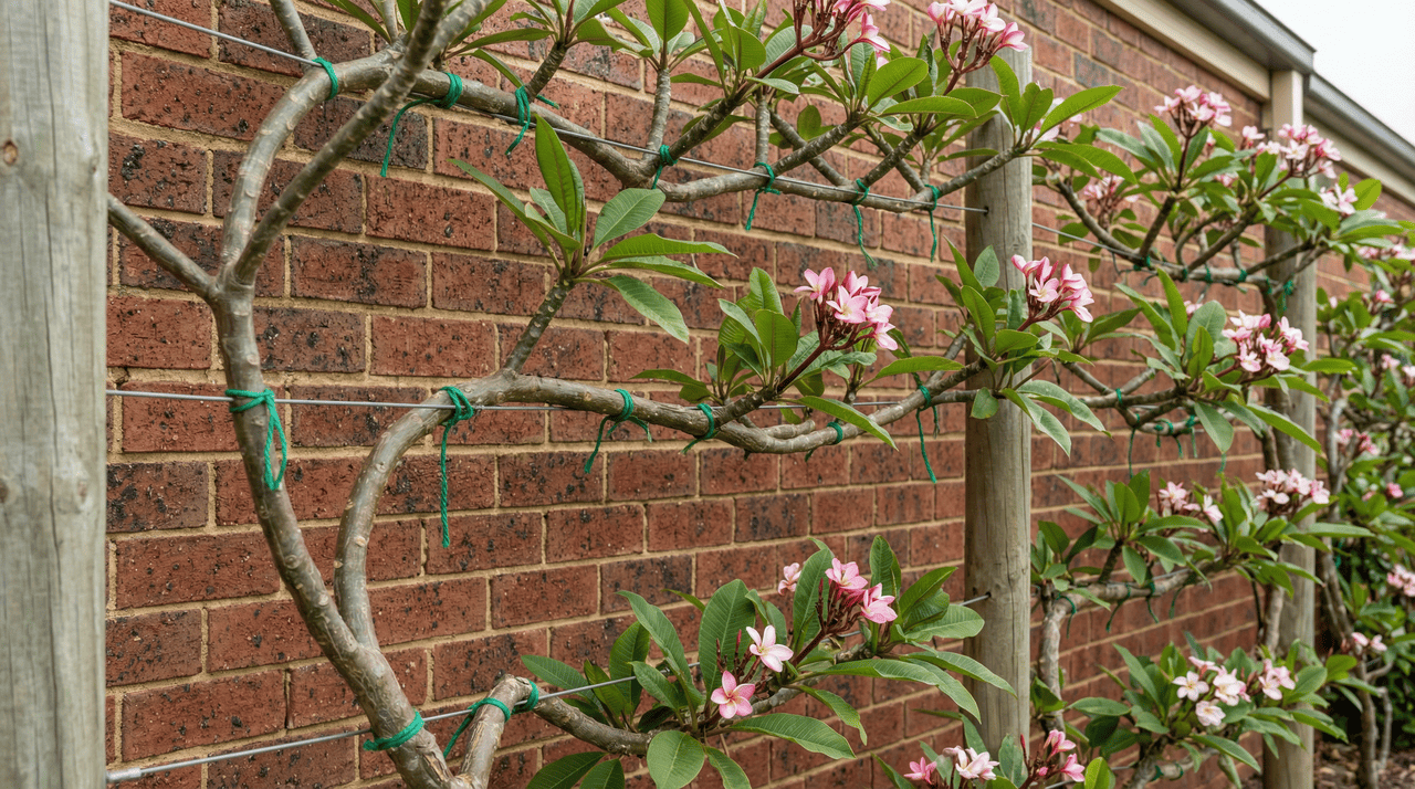 O tutoramento é a etapa mais importante para garantir que o jasmim-manga cubra o muro de forma uniforme e densa