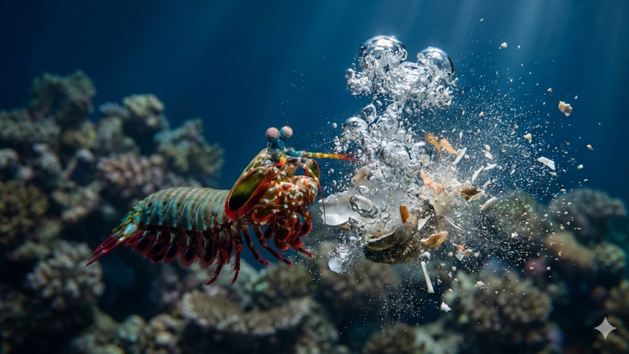 Descubra a engenharia biológica por trás do soco do camarão mantis, um fenômeno que desafia a física e supera a aceleração de uma bala, redefinindo o que sabemos sobre força e velocidade no reino animal.