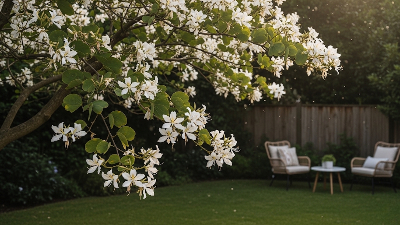 Transforme seu quintal com a beleza floral e o crescimento rápido da Bauhinia forficata.