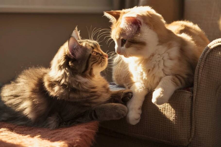 Felinos mais confiantes e tranquilos tendem a circular com mais liberdade, enquanto os mais tímidos preferem evitar conflitos (Imagem: Anderson Passaglia | Shutterstock)