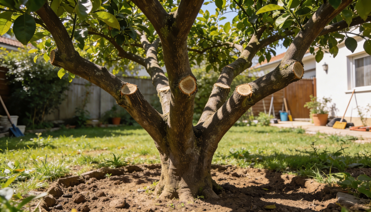 a remoção de galhos ladrões e brotos que nascem na base do tronco é essencial
