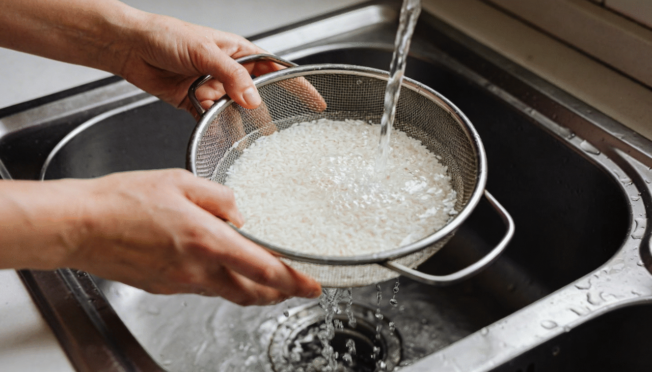 Quando o arroz aquece, ele libera amido
