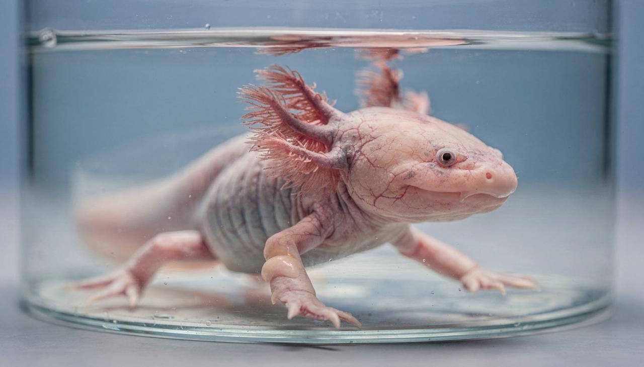 O axolote é uma salamandra mexicana