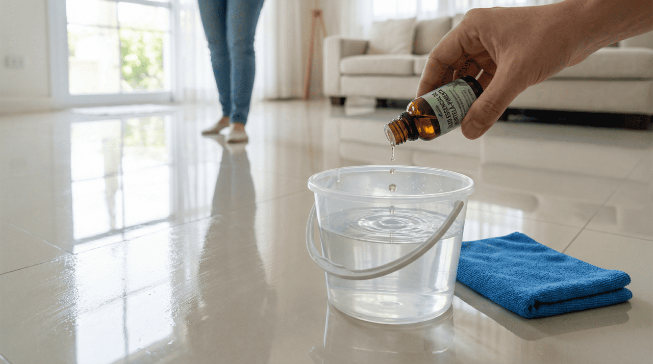 A proporção correta é o que determina se o piso vai ficar com brilho e frescura ou com uma película escorregadia que representa risco de queda e atrai mais poeira do que o normal